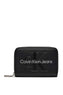 Calvin Klein Zip Around Wallet Cüzdan Black/Metallic Logo