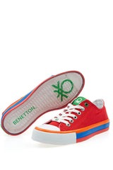 Benetton Renkli Tabanlı Kadın Sneakers Kırmızı