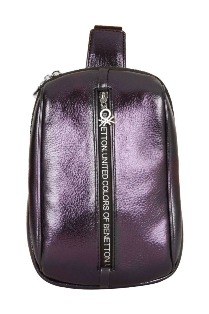 Benetton Logo Baskı Fermuarlı Kadın Body Bag Lacivert