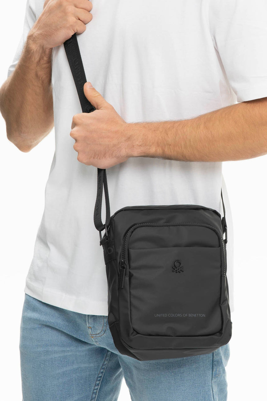 Benetton Ön Bölmeli Çapraz Askılı Çantası Siyah