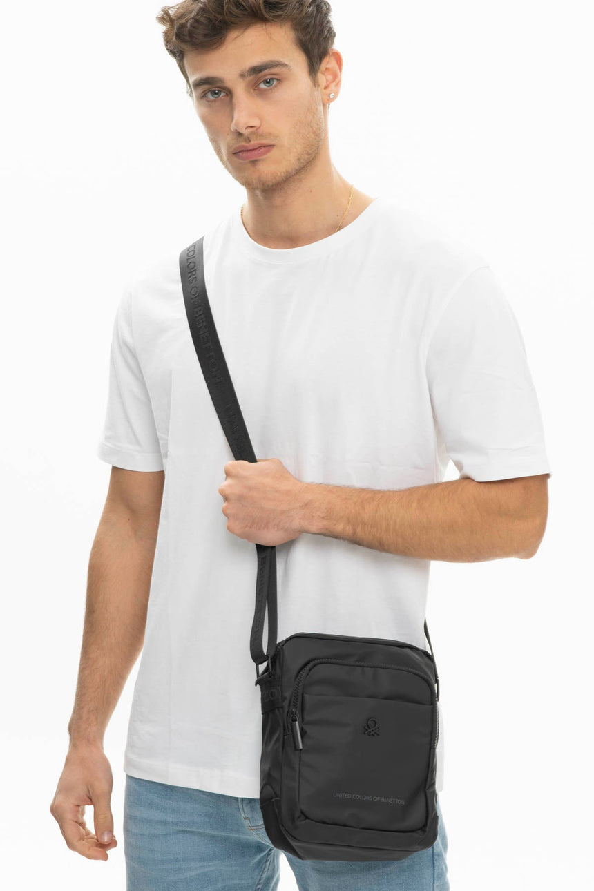 Benetton Ön Bölmeli Çapraz Askılı Çantası Siyah