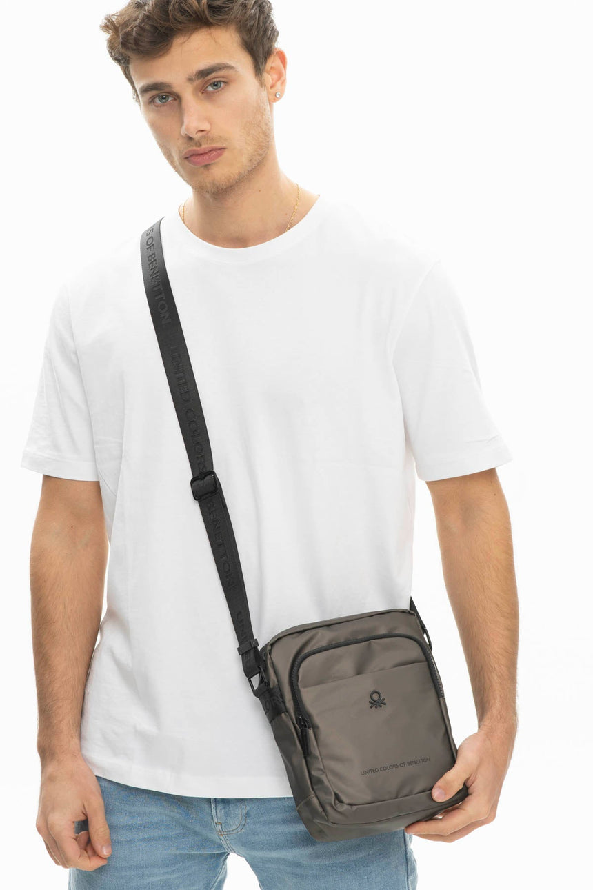 Benetton Ön Bölmeli Çapraz Askılı Çantası Bronz