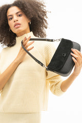 Benetton Manyetik Kapaklı Kadın Omuz Çantası Siyah