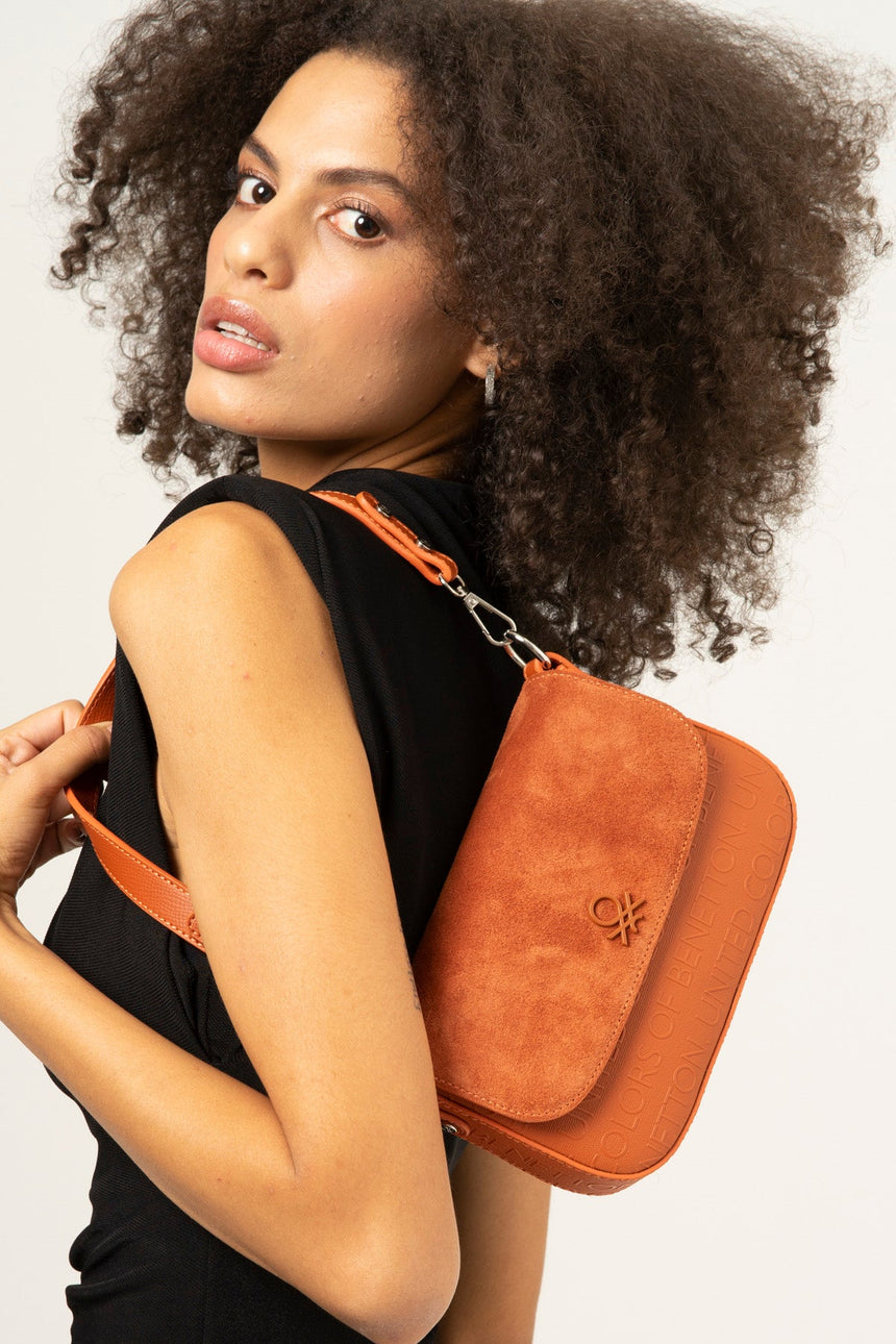 Benetton Manyetik Kapaklı Kadın Omuz Çantası Kiremit