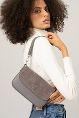 Benetton Manyetik Kapaklı Kadın Omuz Çantası Gri