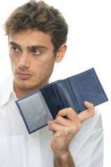 Benetton Eskitme Deri Cüzdan Lacivert