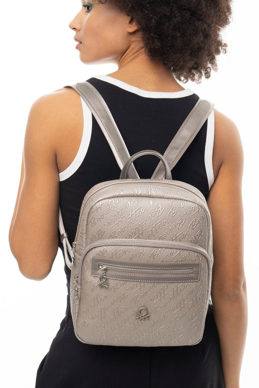 Benetton Logo Baskı Detaylı Sırt Çantası Altın