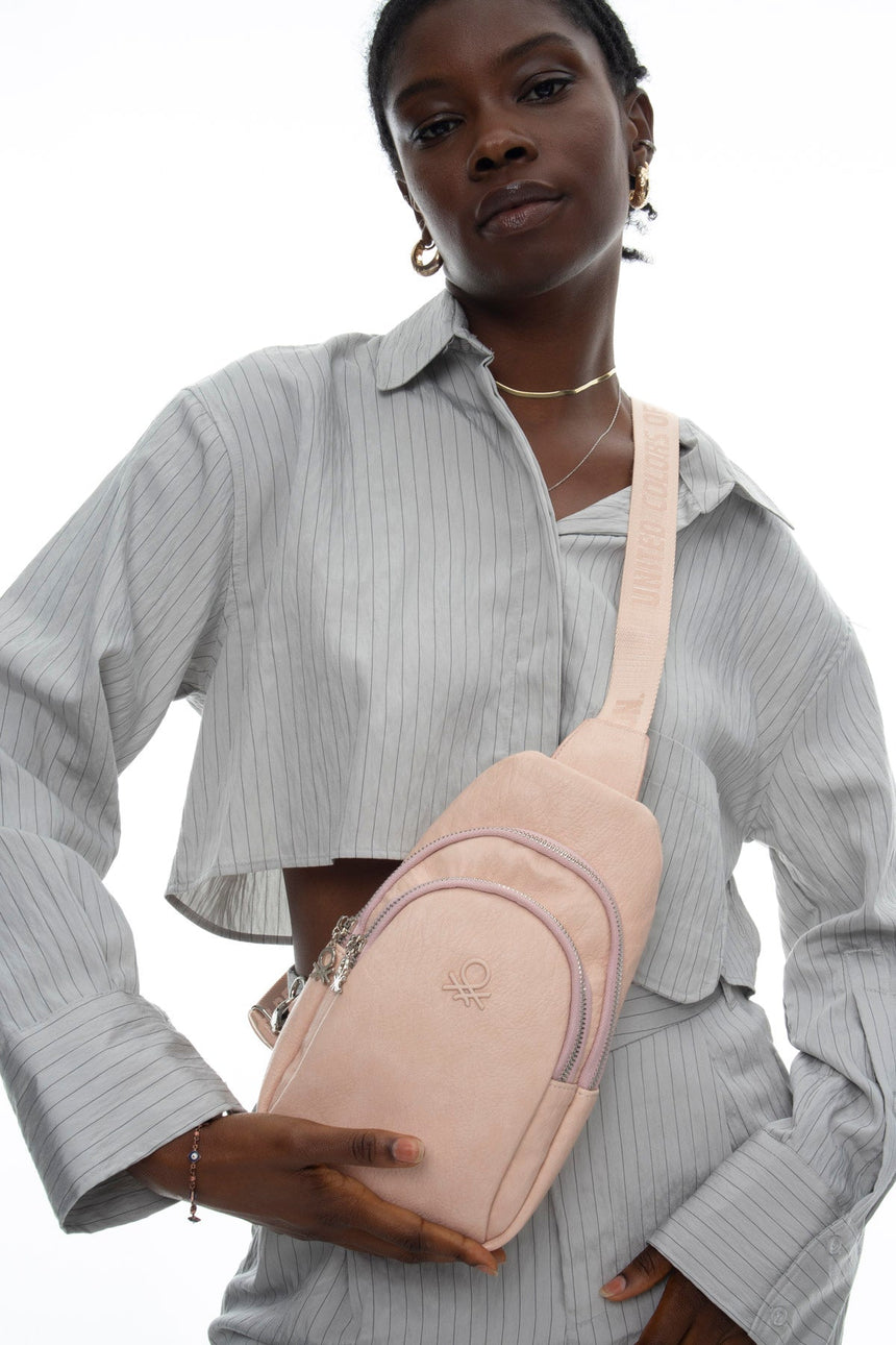 Benetton Logo Detaylı Bel Çantası Pembe