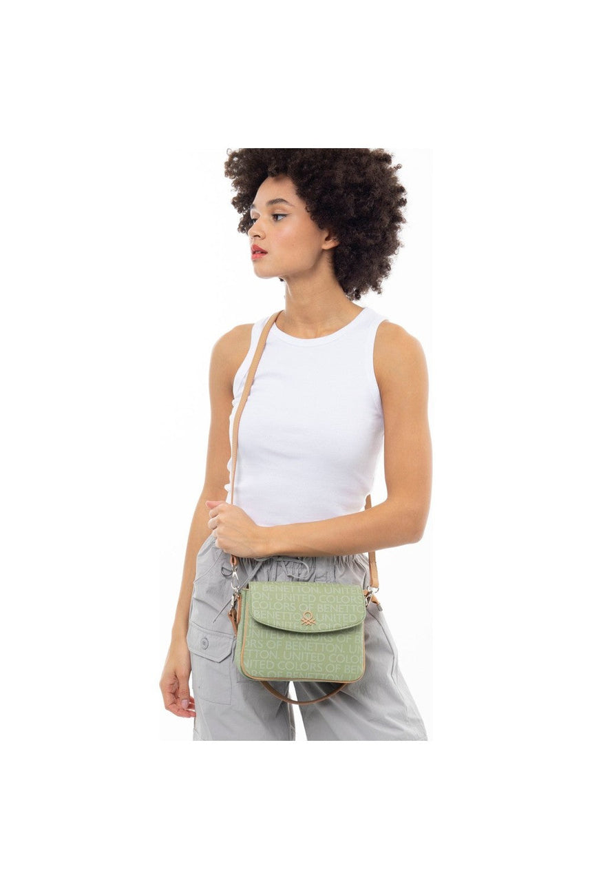 Benetton Çapraz Askılı Kadın Çantası Yeşil - Açık Camel