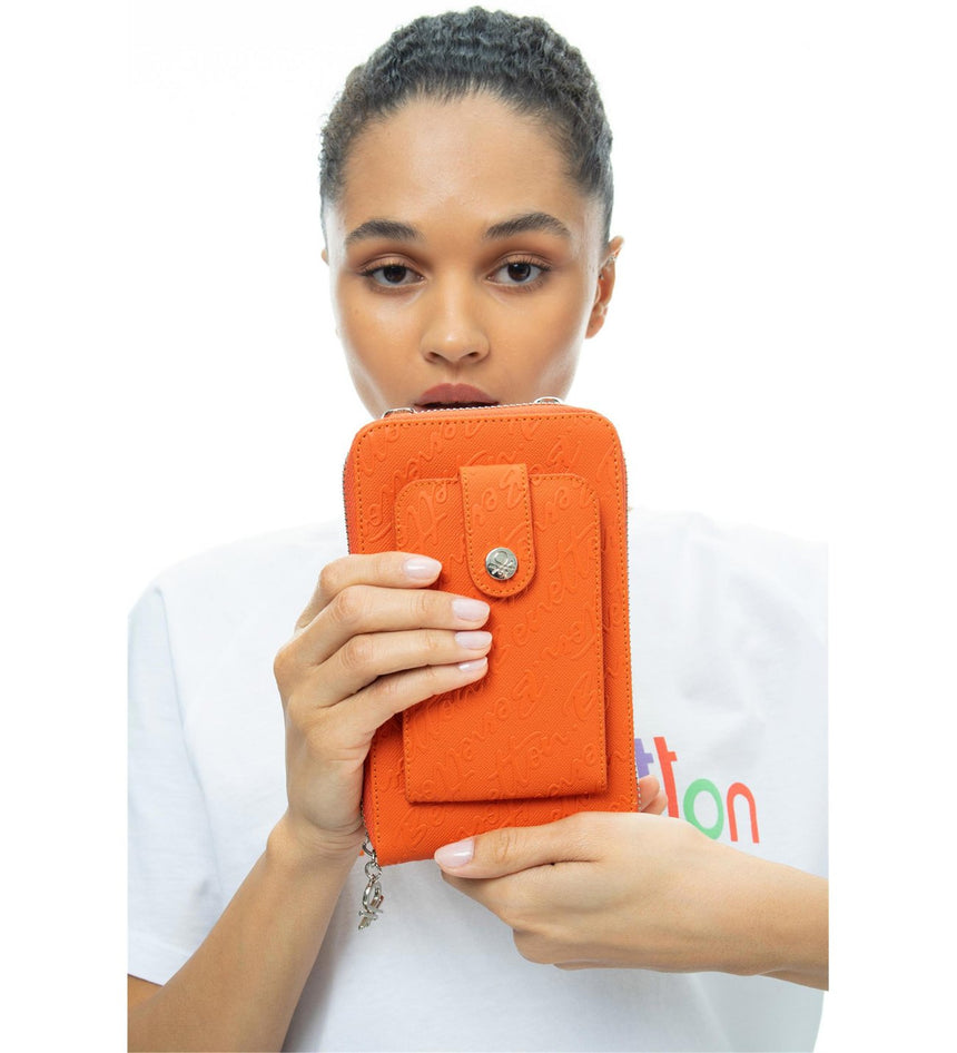 Benetton Kartlık Detaylı Mini Çapraz Askılı Çanta Turuncu