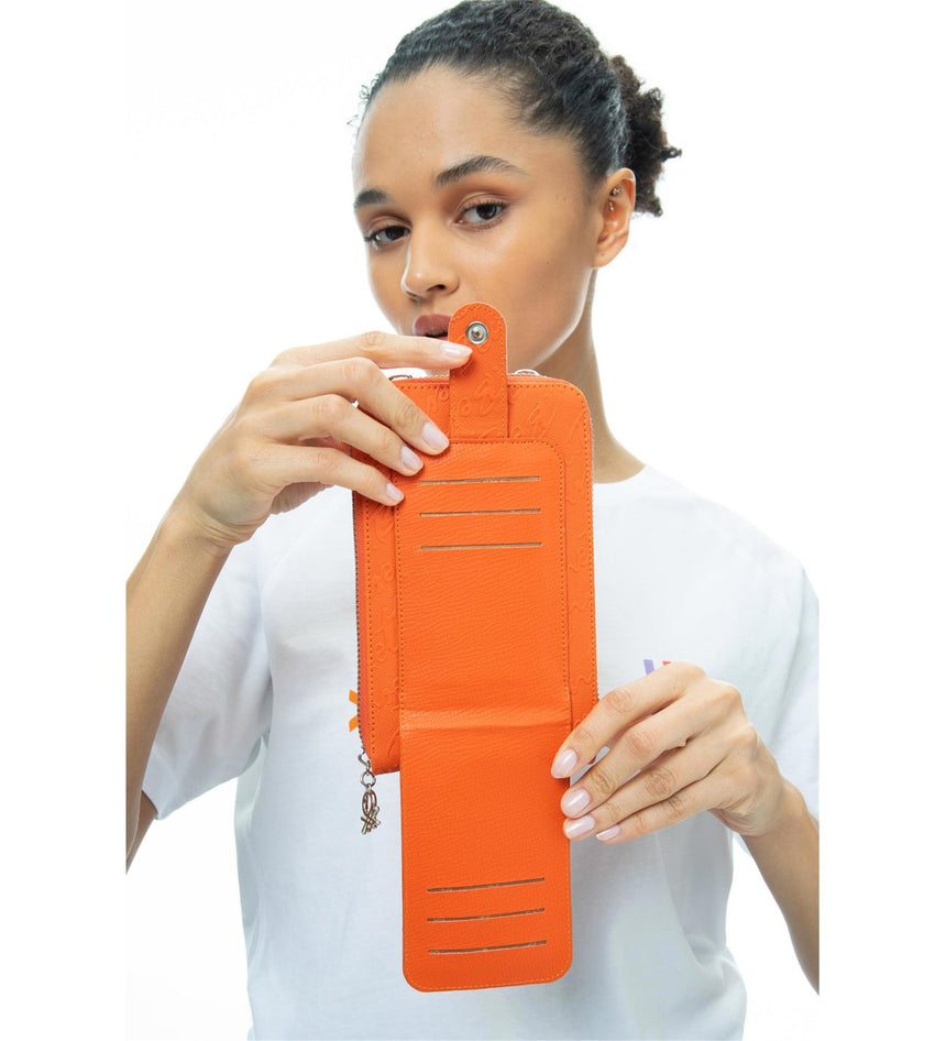 Benetton Kartlık Detaylı Mini Çapraz Askılı Çanta Turuncu