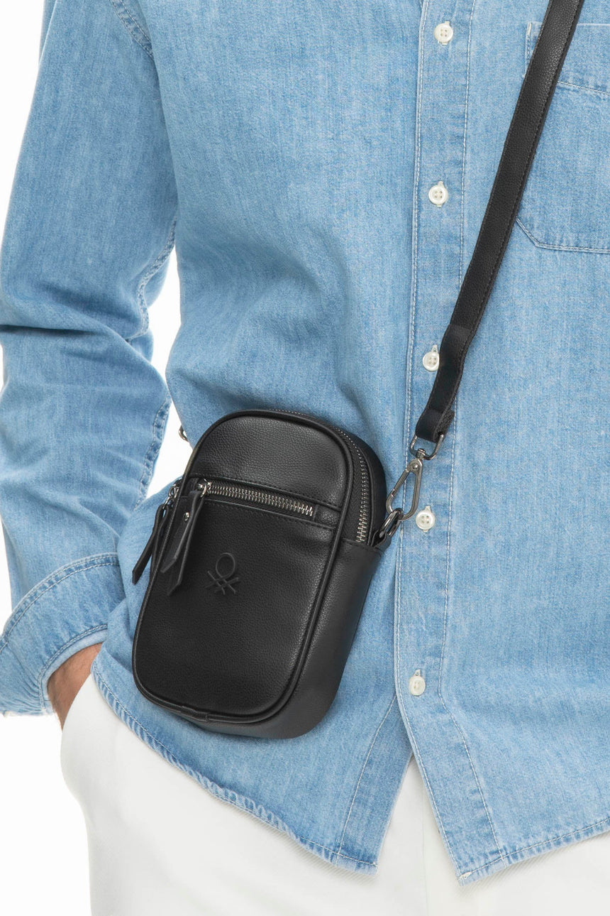 Benetton Fermuar Detaylı Çapraz Askılı Çanta Siyah