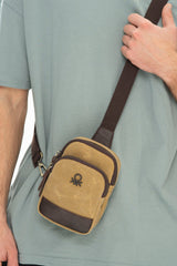 Benetton Logolu Çapraz Askılı Çanta Bej