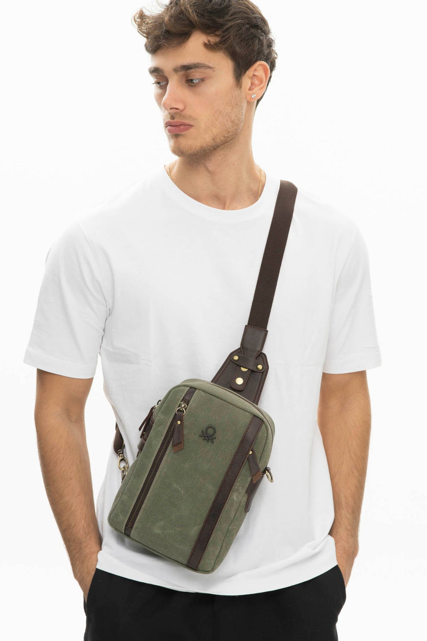 Benetton Fermuar Bölmeli Bel Çantası Haki