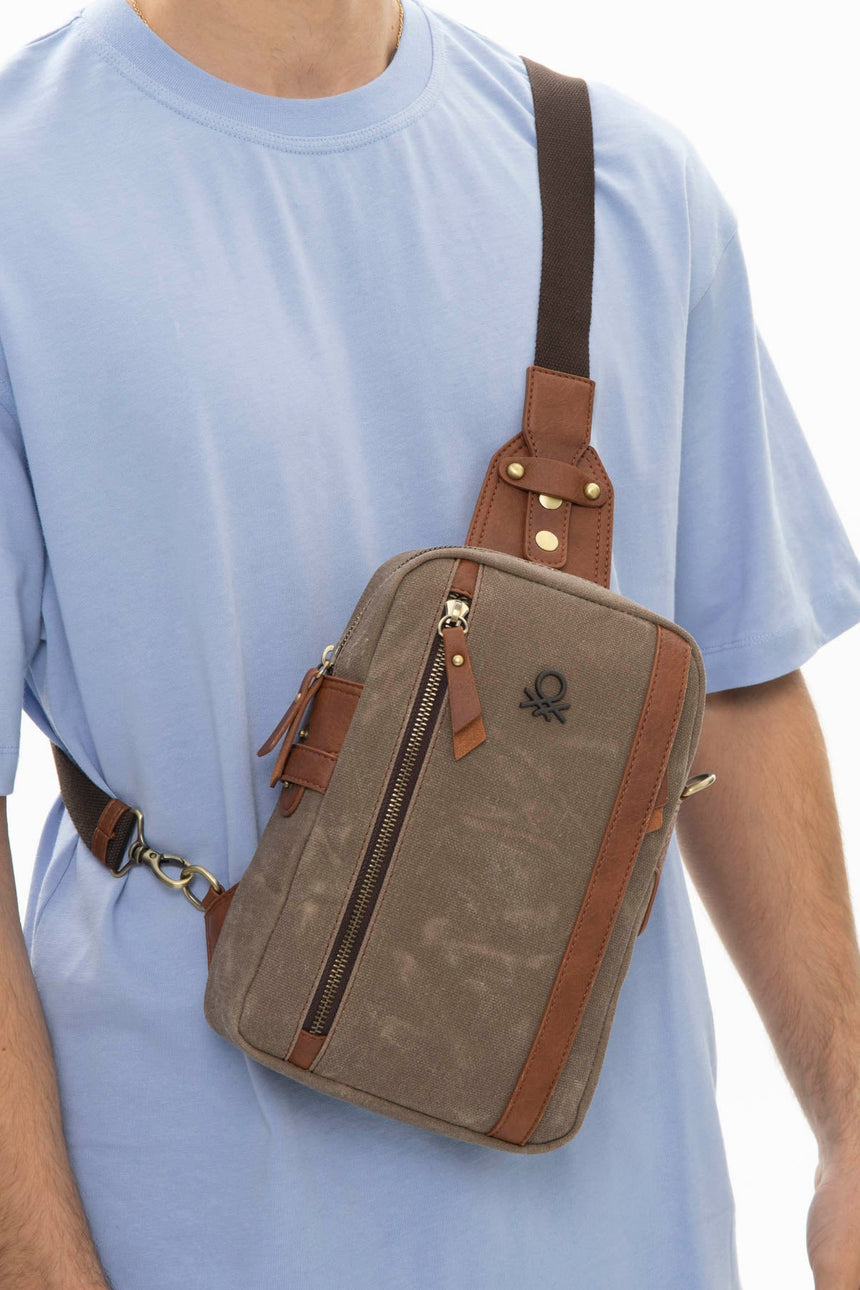 Benetton Fermuar Bölmeli Bel Çantası Kahve