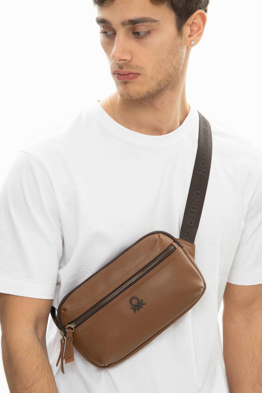 Benetton Fermuar Detaylı Çapraz Çanta Taba