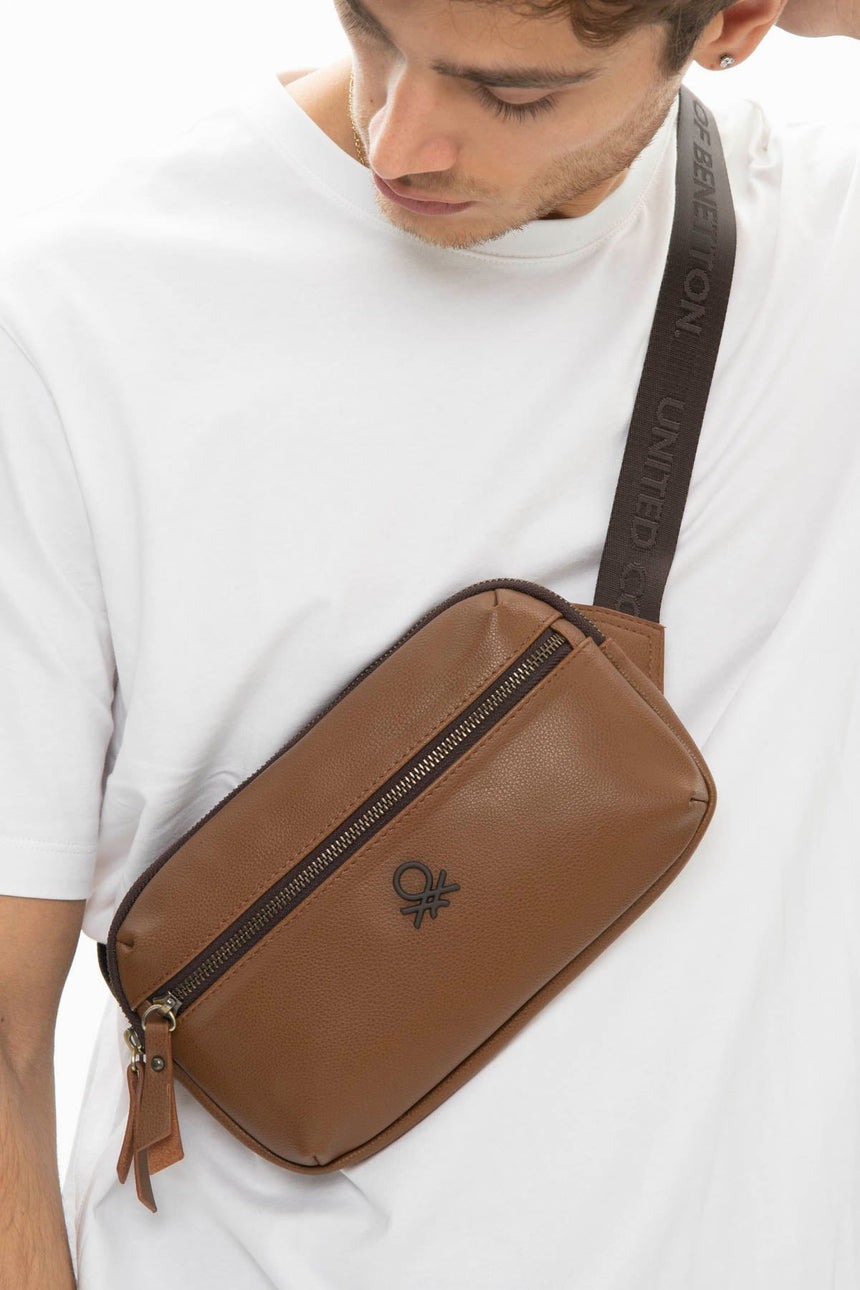 Benetton Fermuar Detaylı Çapraz Çanta Taba