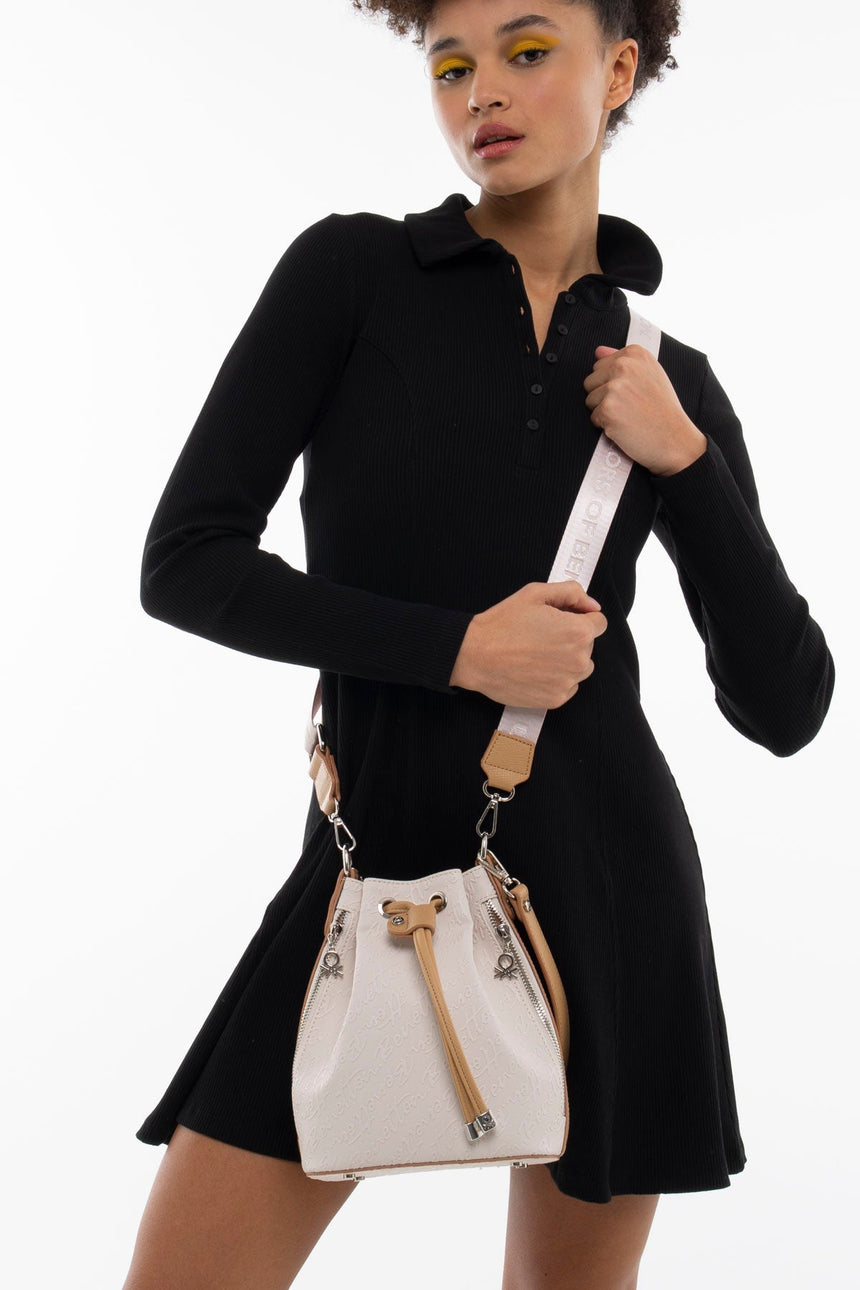 Benetton Büzgülü Omuz Çantası Bej - Açık Camel