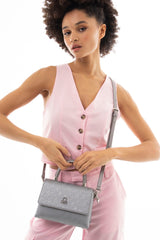 Benetton Tutma Kulplu El Çantası Platin