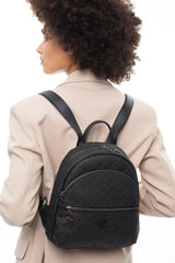 Benetton Monogram Baskılı Sırt Çantası Siyah