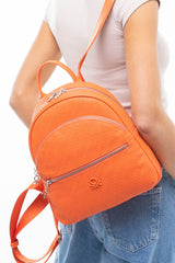 Benetton Monogram Baskılı Sırt Çantası Turuncu