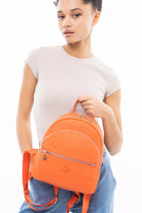 Benetton Monogram Baskılı Sırt Çantası Turuncu