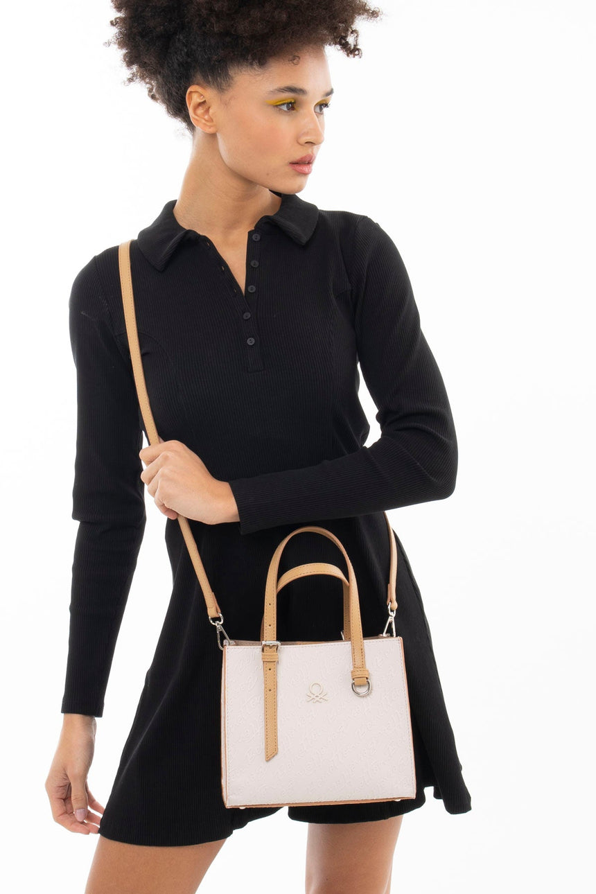 Benetton Kemer Aksesuar Detaylı El Çantası Bej - Açık Camel