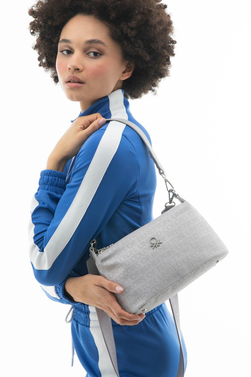 Benetton Dokuma Kumaş Omuz Çantası Açık Gri