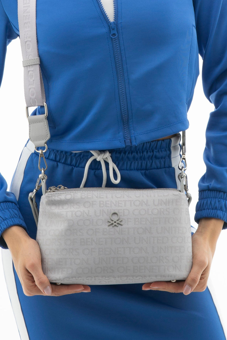 Benetton Dokuma Kumaş Omuz Çantası Açık Gri