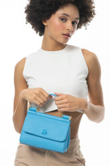 Benetton Tutma Kulplu El Çantası Mavi