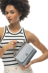 Benetton Tutma Kulplu El Çantası Platin