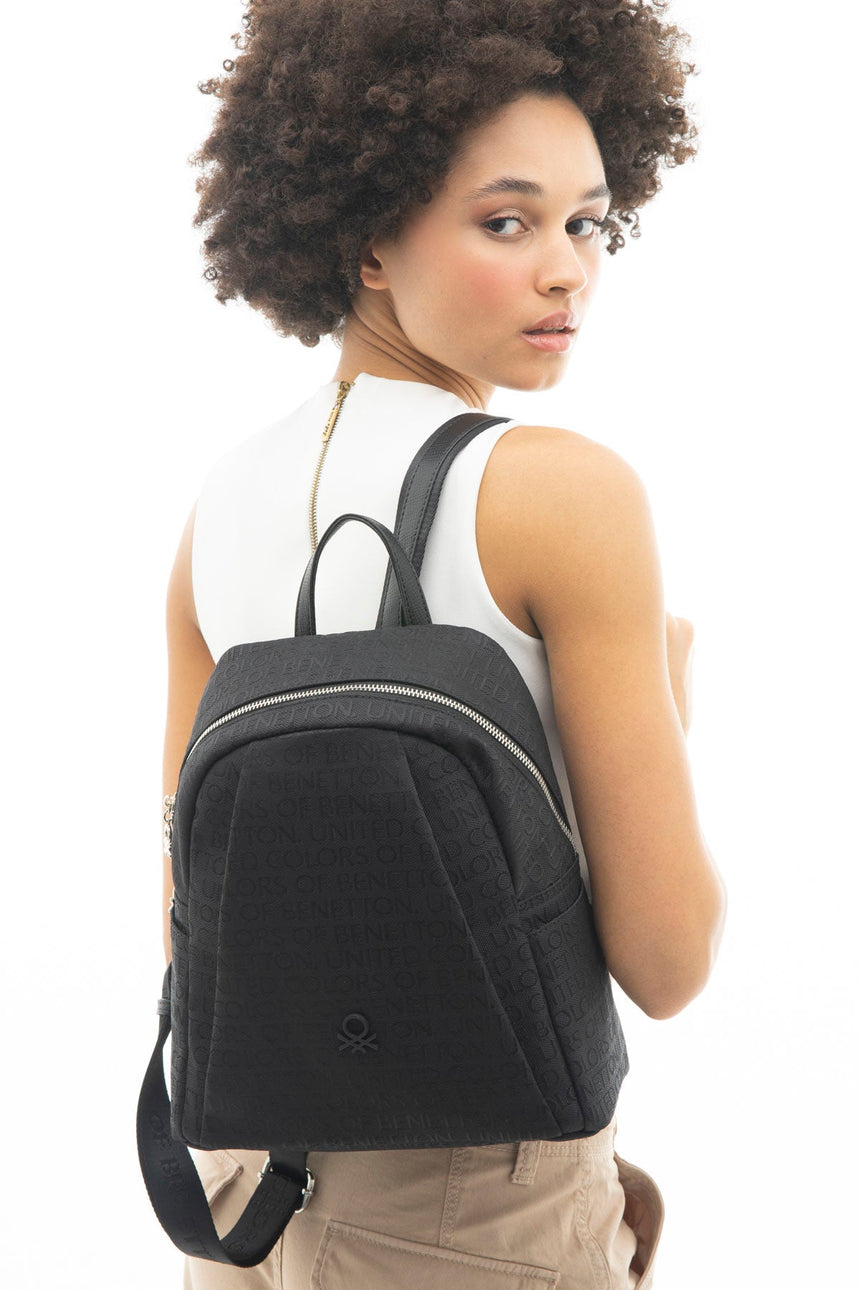 Benetton Logo Yazılı Sırt Çantası Siyah