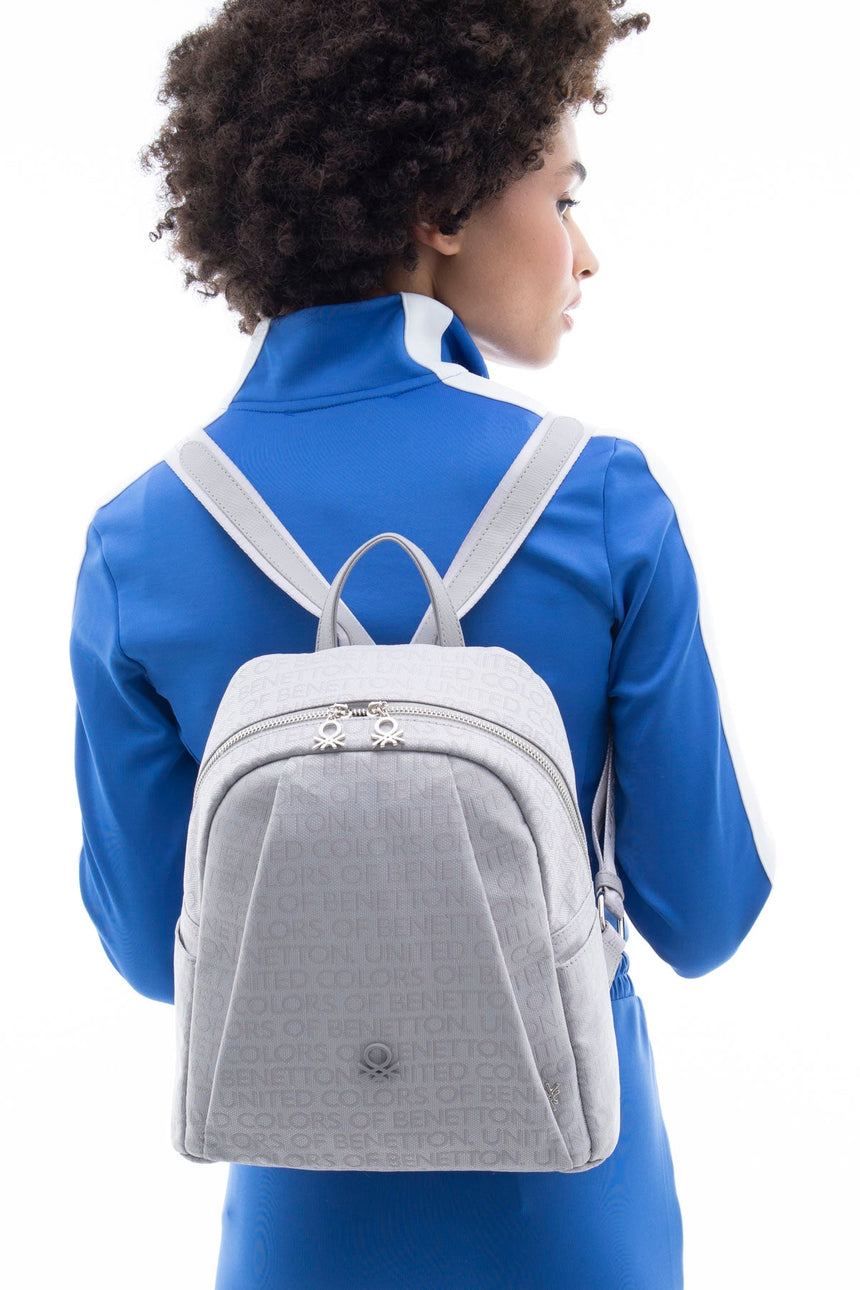 Benetton Logo Yazılı Sırt Çantası Açık Gri
