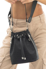 Benetton Büzgülü Omuz Çantası Siyah