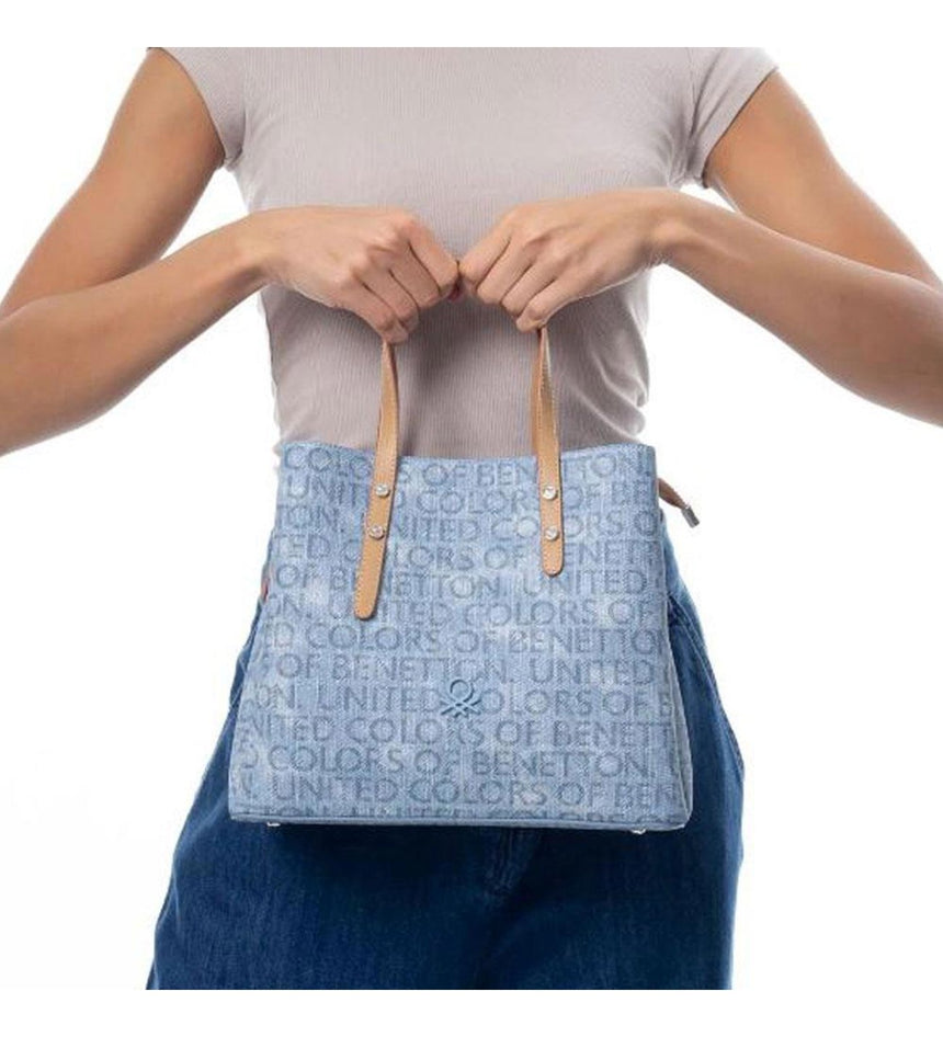 Benetton Uzun Askı Detaylı El Çantası Kot - Mavi - Açık Camel