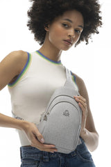 Benetton Monogram Logo Detaylı Bel Çantası Açık Gri