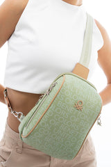 Benetton Monogram Logo Detaylı Bel Çantası Yeşil - Açık Camel