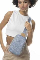 Benetton Monogram Logo Detaylı Bel Çantası Kot - Mavi - Açık Camel