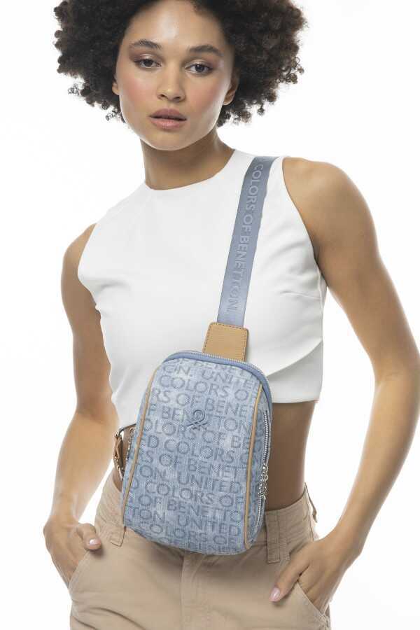 Benetton Monogram Logo Detaylı Bel Çantası Kot - Mavi - Açık Camel