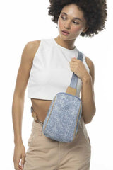 Benetton Monogram Logo Detaylı Bel Çantası Kot - Mavi - Açık Camel