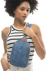 Benetton Monogram Logo Detaylı Bel Çantası Kot - Lacivert - Camel