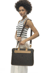 Benetton Monogram Baskılı Laptop Çantası Kahve - Açık Camel