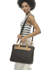 Benetton Monogram Baskılı Laptop Çantası Kahve - Açık Camel