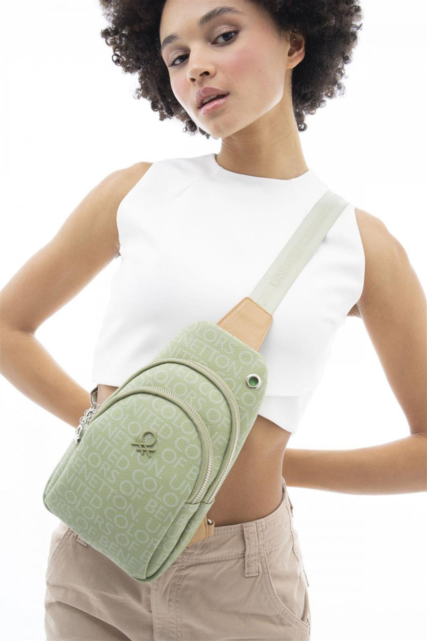 Benetton İki Bölmeli Bel Çantası Yeşil - Açık Camel