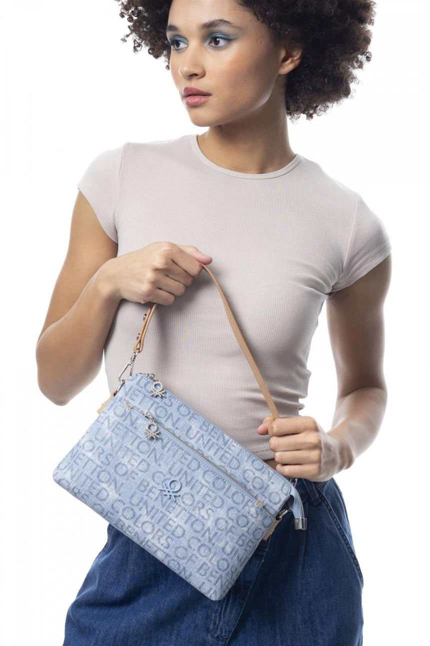 Benetton Kadın Omuz Çantası Kot - Mavi - Açık Camel