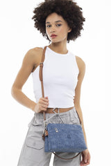 Benetton Kadın Omuz Çantası Kot - Lacivert - Camel