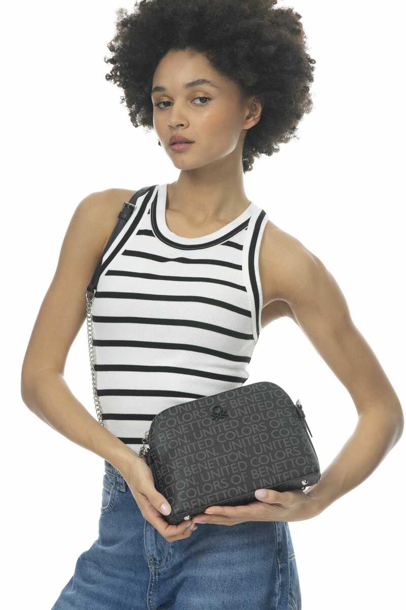 Benetton Zincir Detaylı Çapraz Askılı Çanta Siyah