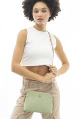 Benetton Zincir Detaylı Çapraz Askılı Çanta Yeşil - Açık Camel