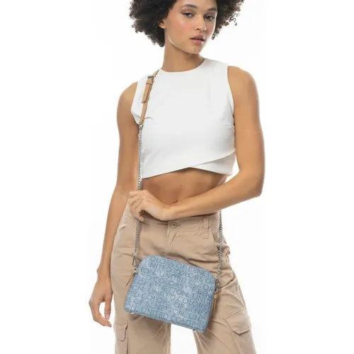 Benetton Zincir Detaylı Çapraz Askılı Çanta Kot - Mavi - Açık Camel