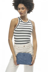 Benetton Zincir Detaylı Çapraz Askılı Çanta Kot - Lacivert - Camel